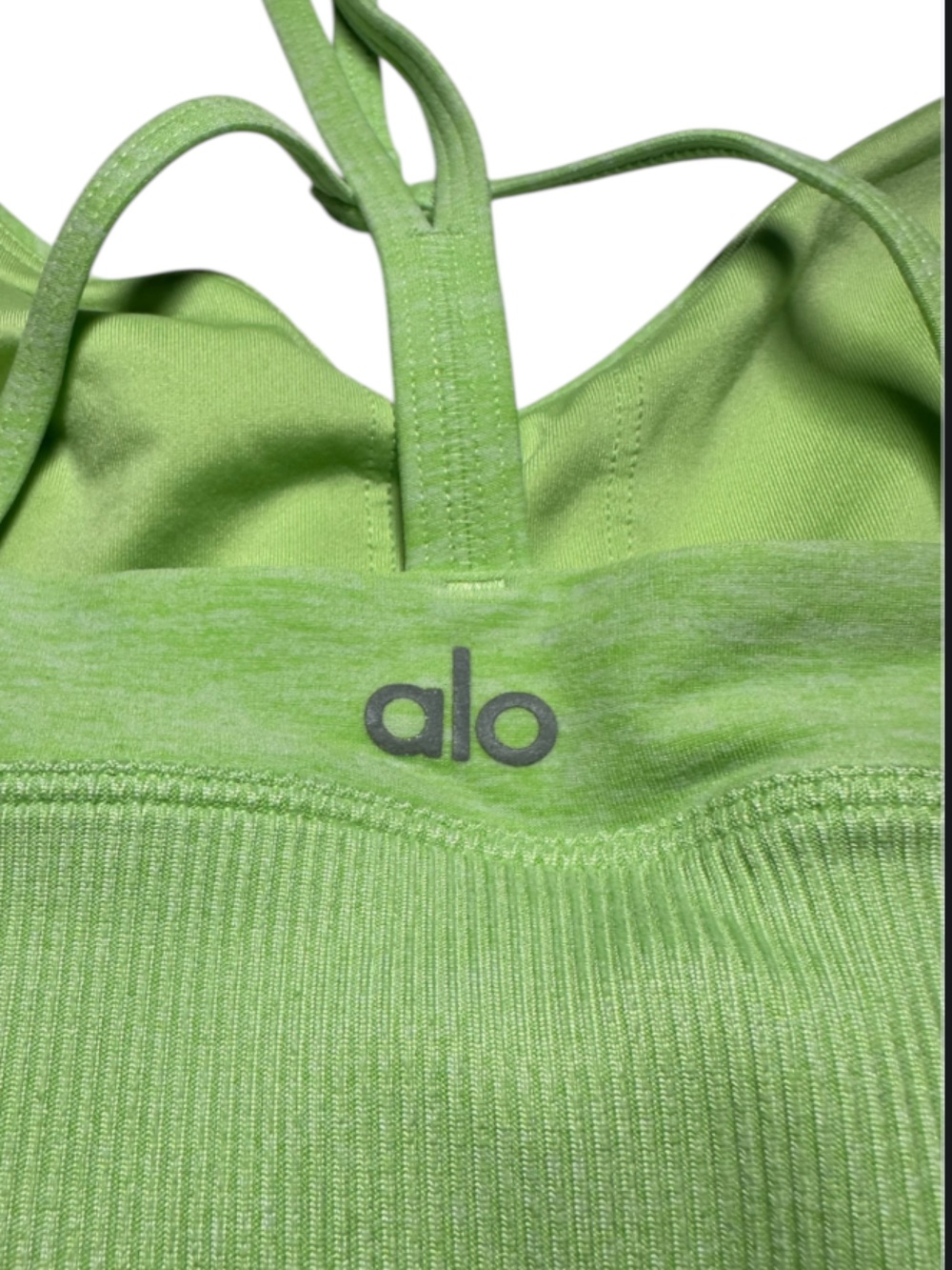 Alo Yoga Alosoft Lavish Bra Neon Lime Heather Green Strappy S - Picture 7 of 17